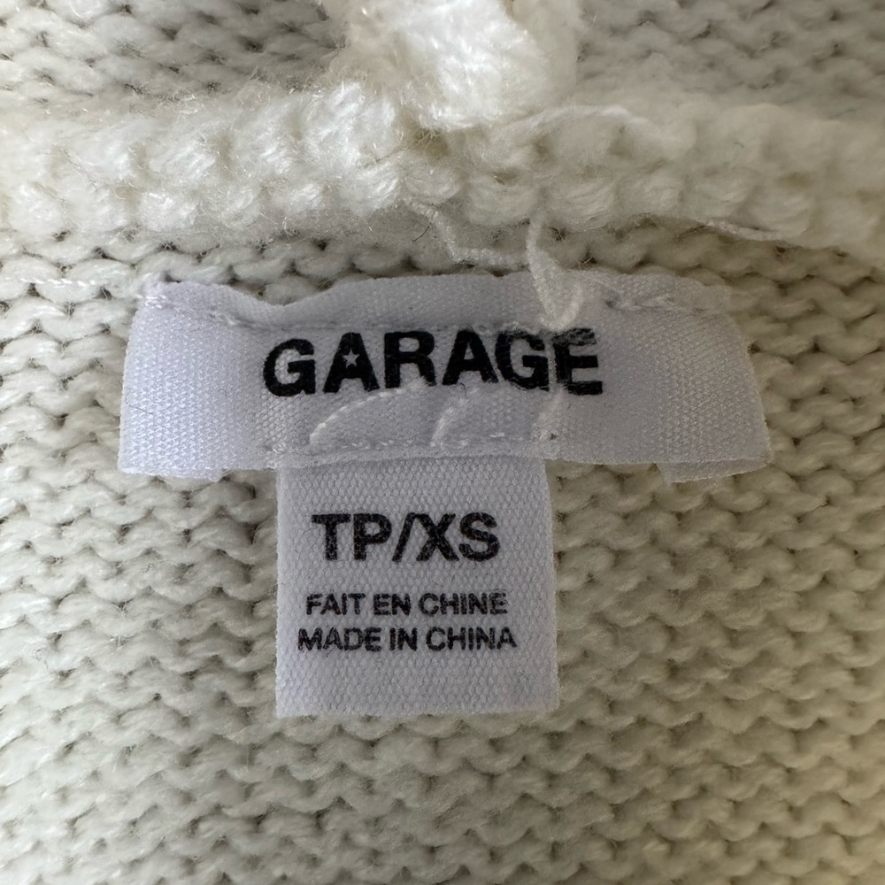 Garage Cropped Zip Hoodie Sweater Preppy Cream Navy Stripe Size XS - Picture 3 of 9